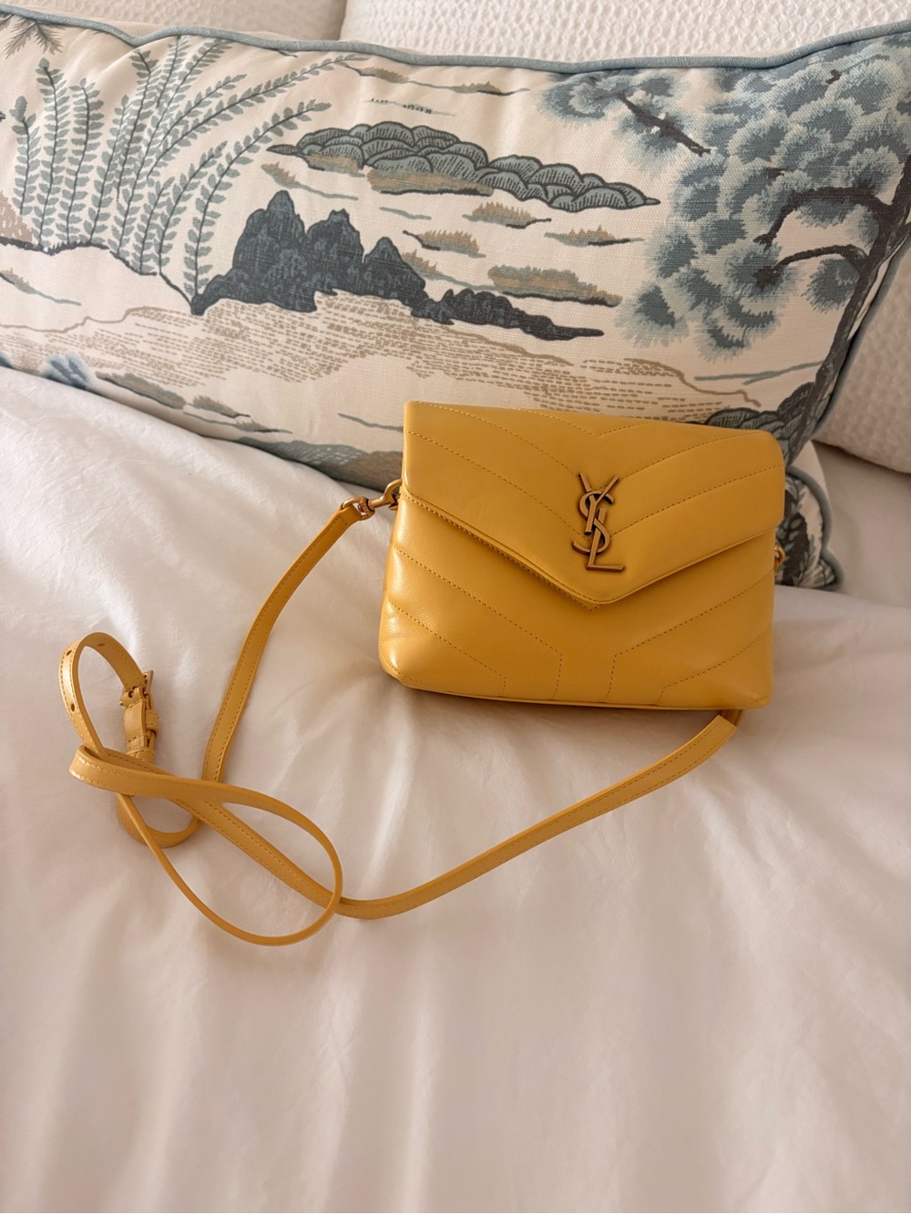 Saint Laurent Yellow Quilted Leather loulou toy crossbody